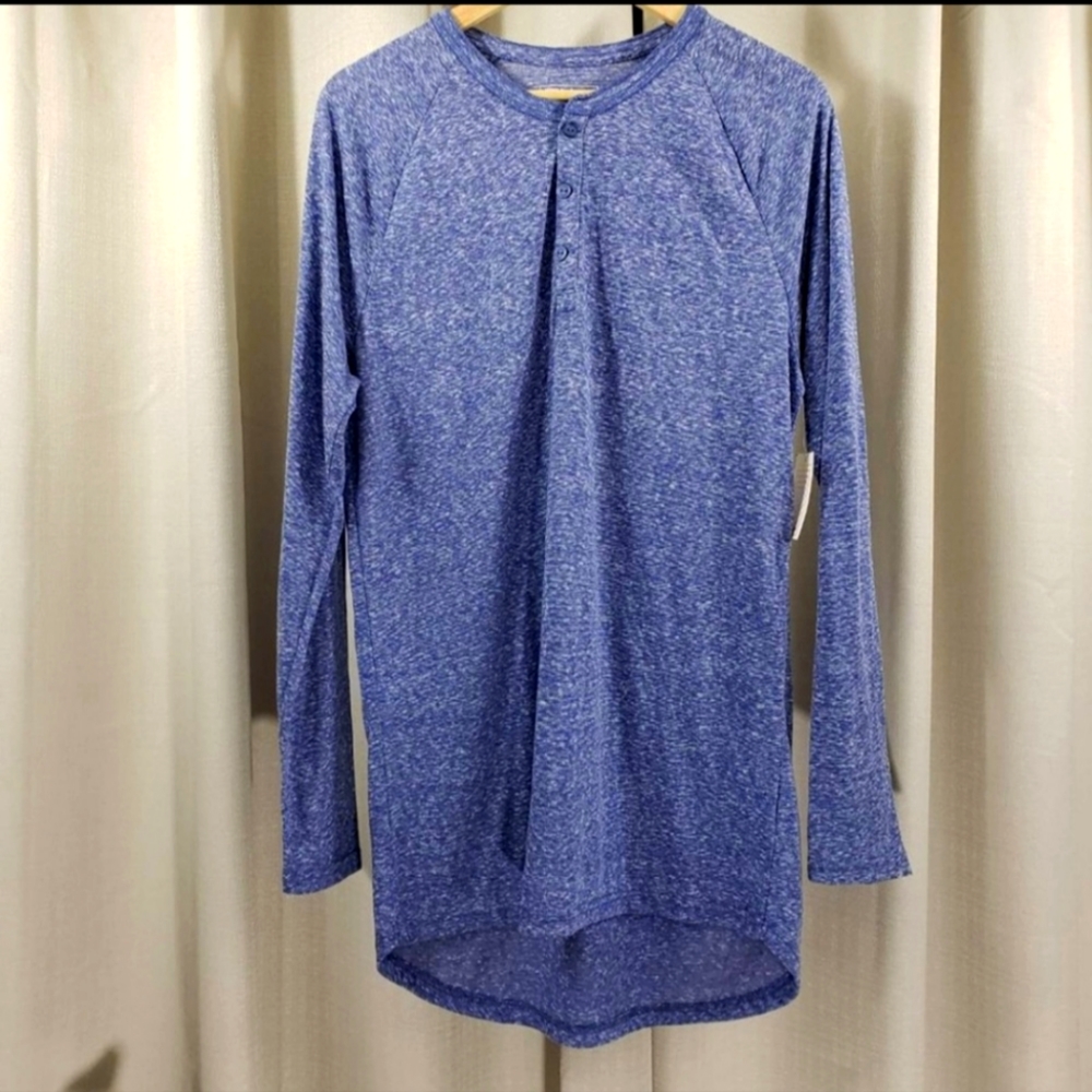 LULAROE "Mark" Long Sleeve Blue Henley Shirt